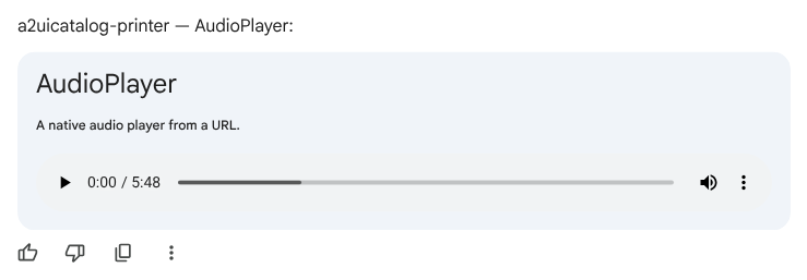 AudioPlayer primitive rendering in Gemini Enterprise