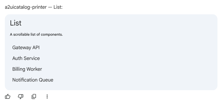 List primitive rendering in Gemini Enterprise
