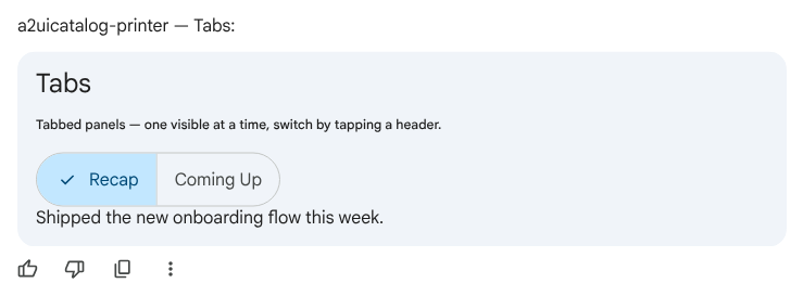 Tabs primitive rendering in Gemini Enterprise