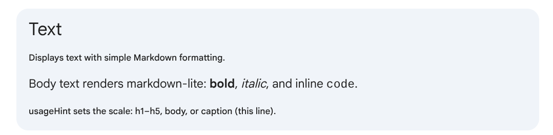 Text primitive rendering in Gemini Enterprise