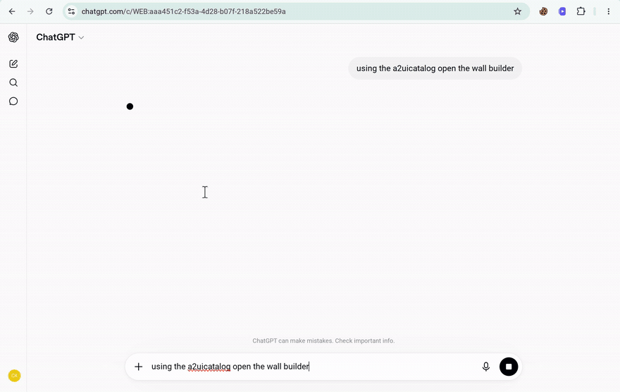 Screen recording: the same Wall Builder payload rendering in ChatGPT